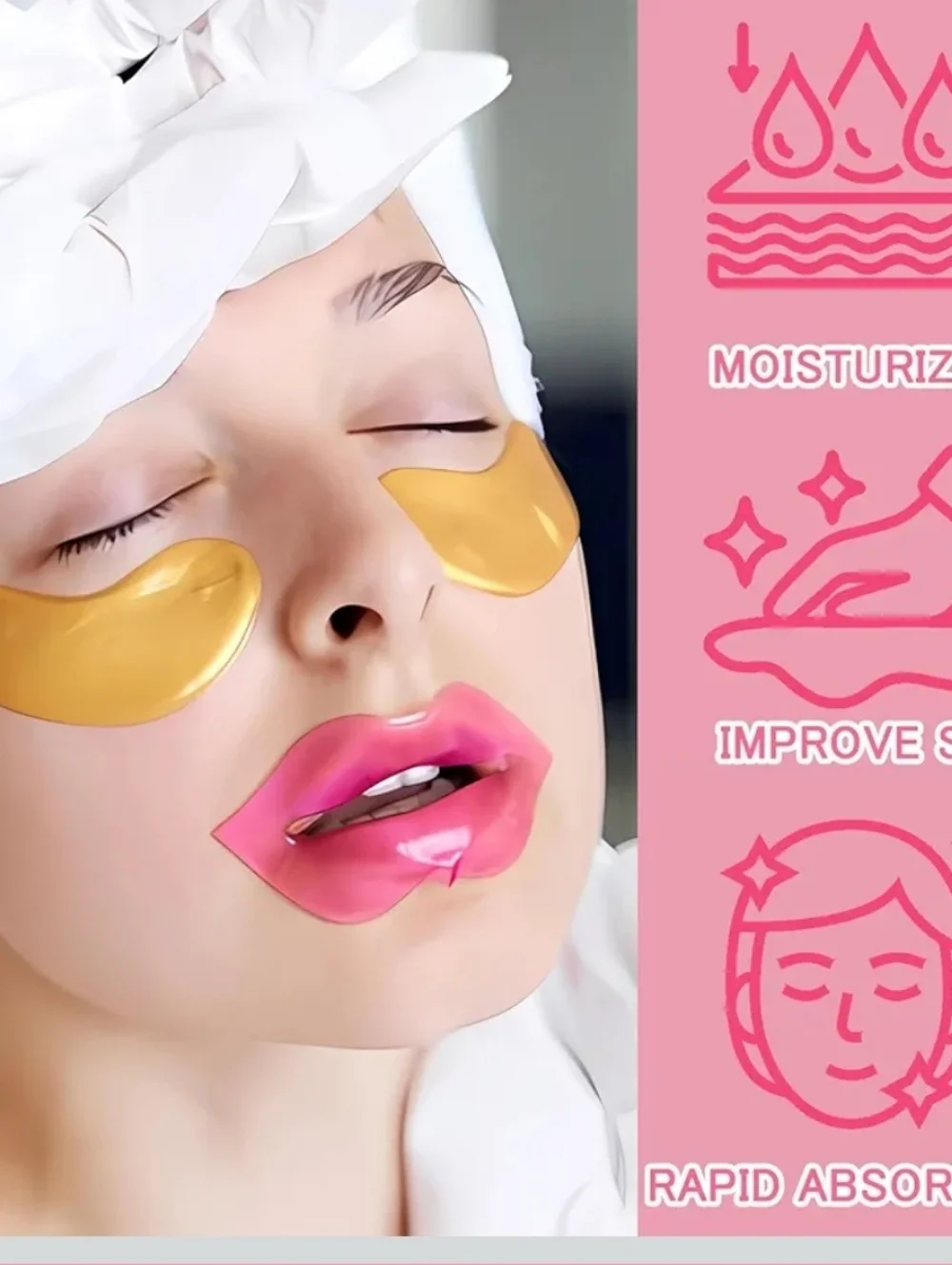 Hydrating Lip and Gold Eye Mask Duo - Pink Lip Mask & Gold Eye Patches